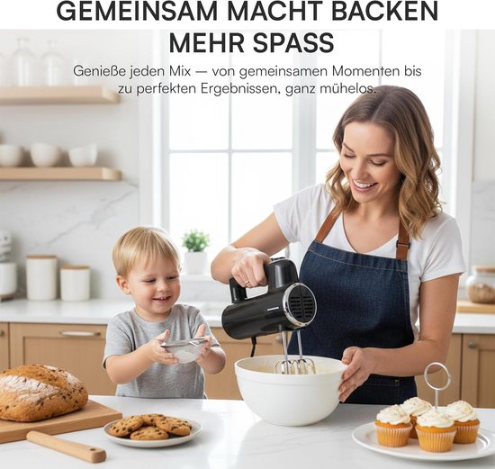 Krachtige Handmixer 300W met 6 Snelheden en Turbo - Inclusief Gardes en Deeghaken van Merkloos — afbeelding 5