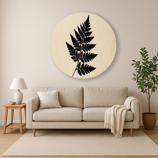 Varenblad silhouet – ronde wanddecoratie – Dibond muurcirkel – 40x40 cm