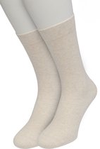 Bonnie Doon Basic Sokken Dames Ecru maat 36/42 - 2 paar - Basis Katoenen Sok - Gladde Naden - Brede Boord - Uitstekend Draagcomfort - Perfecte Pasvorm - 2-pack - Multipack - Effen - Gebroken Wit - Crème - Off White - Ecru Heather - OL834222.218