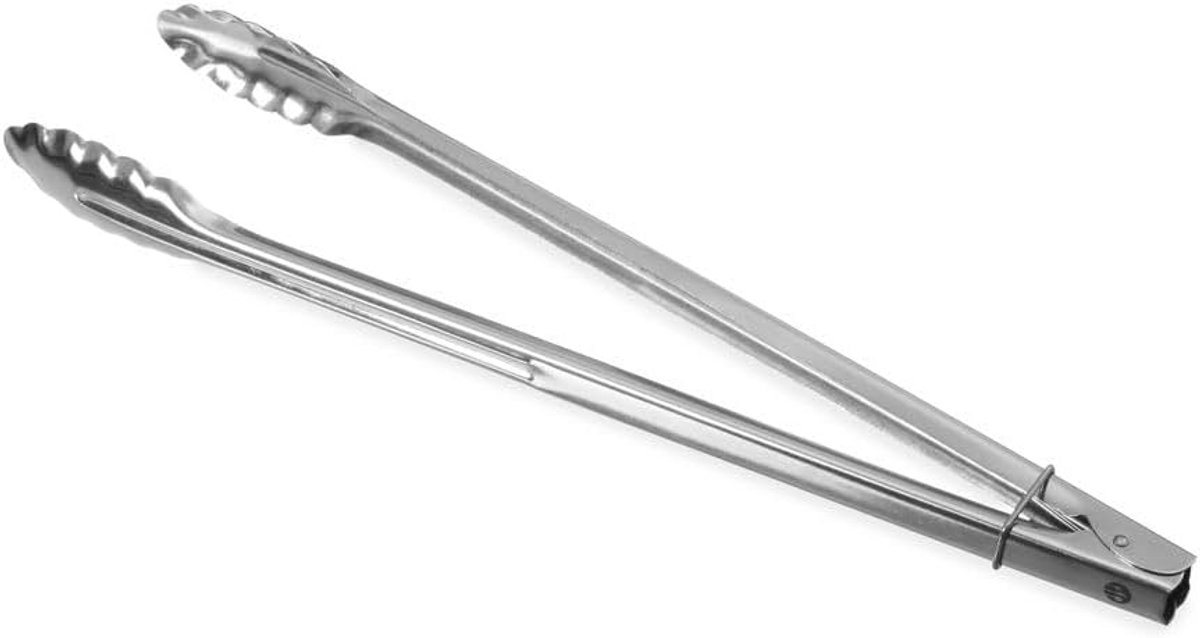 RVS Salade Tang met Klem 40 cm Zwaar Model Keukentang