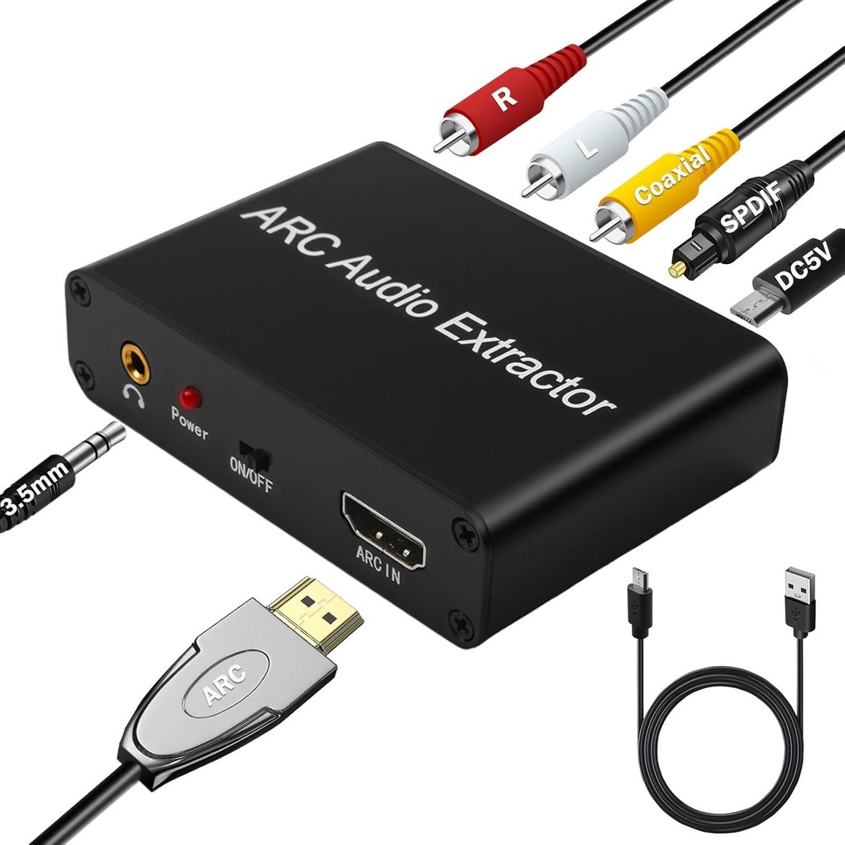 HDMI ARC Audio Extractor met Optische, Coaxiale, RCA en 3,5mm Jack Uitgang