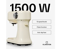 Klarstein Keukenmachine Bella Evo 1500W keukenrobot – 5 liter roestvrijstalen kom, 12 snelheden, planetaire mixfunctie, pulsefunctie, deeghaak, klopper en garde, keukenrobot voor bakken, room - voor Keuken - Knetmaschine - Rührmaschine