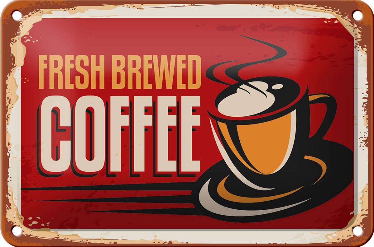 Blechschild Kaffee 18x12cm Retro Kaffee fresh brewed