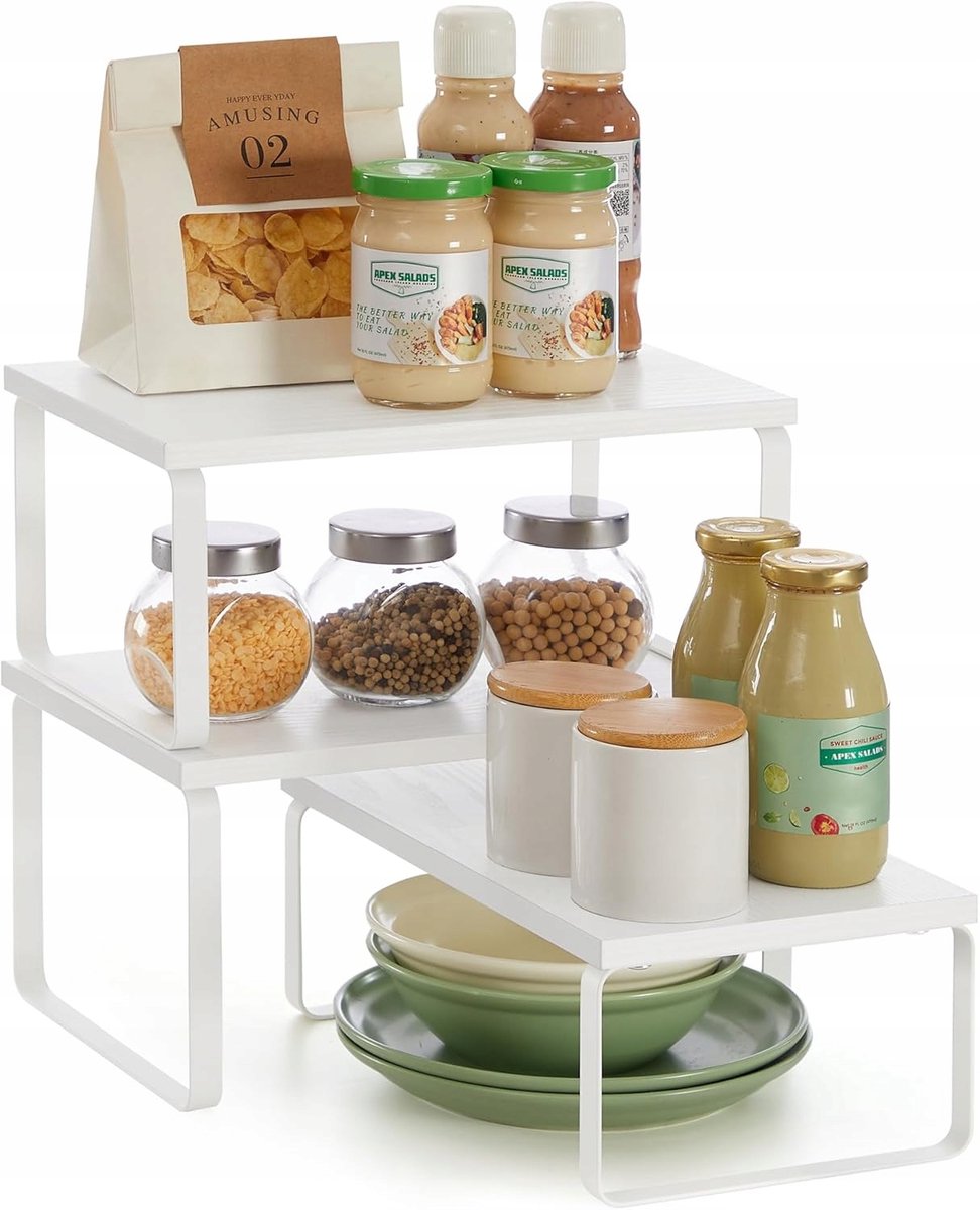 Uitschuifbare Kruidenrek 3-laags Wit - Elegante Keukenorganisatie