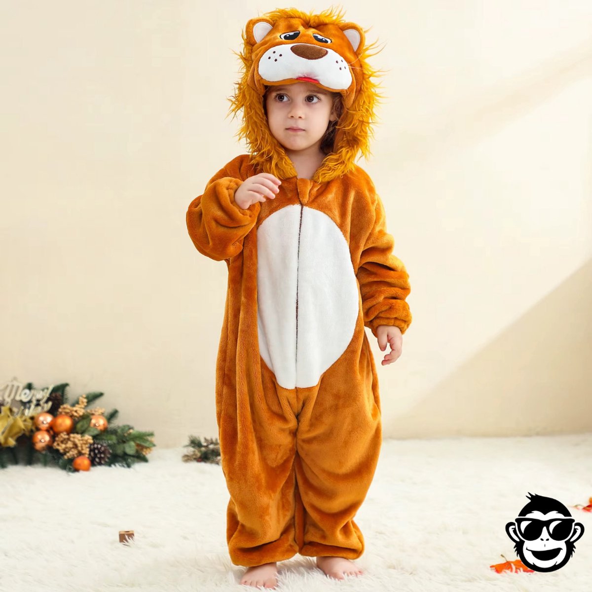 BoefieBoef Wilde Leeuw Dieren Kleuter Onesie Peuter Pyjama Kinderen 2 tot 4 jaar – Verkleedkleding met Luierrits – Carnaval Dierenpak - Kerst en Kraamcadeau - Zacht Flanel - Baby Romper - Boxpak - Jongens - Meisjes - Kruippak - Winterpak — afbeelding 8