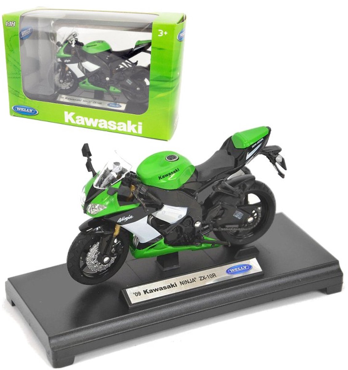 Kawasaki ZX-10R modelauto 1:18 Welly - Gedetailleerd verzamelmodel