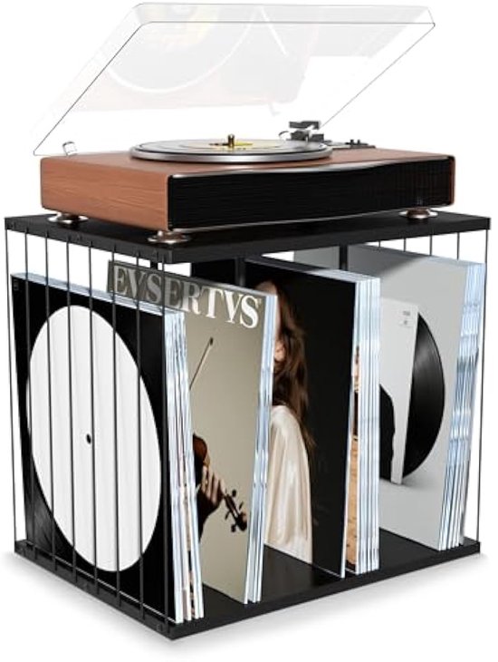 Lp Box Hout Vinyl Opbergbox – Houten LP Standaard Met 3 Vakken – Voor 100 Albums ...