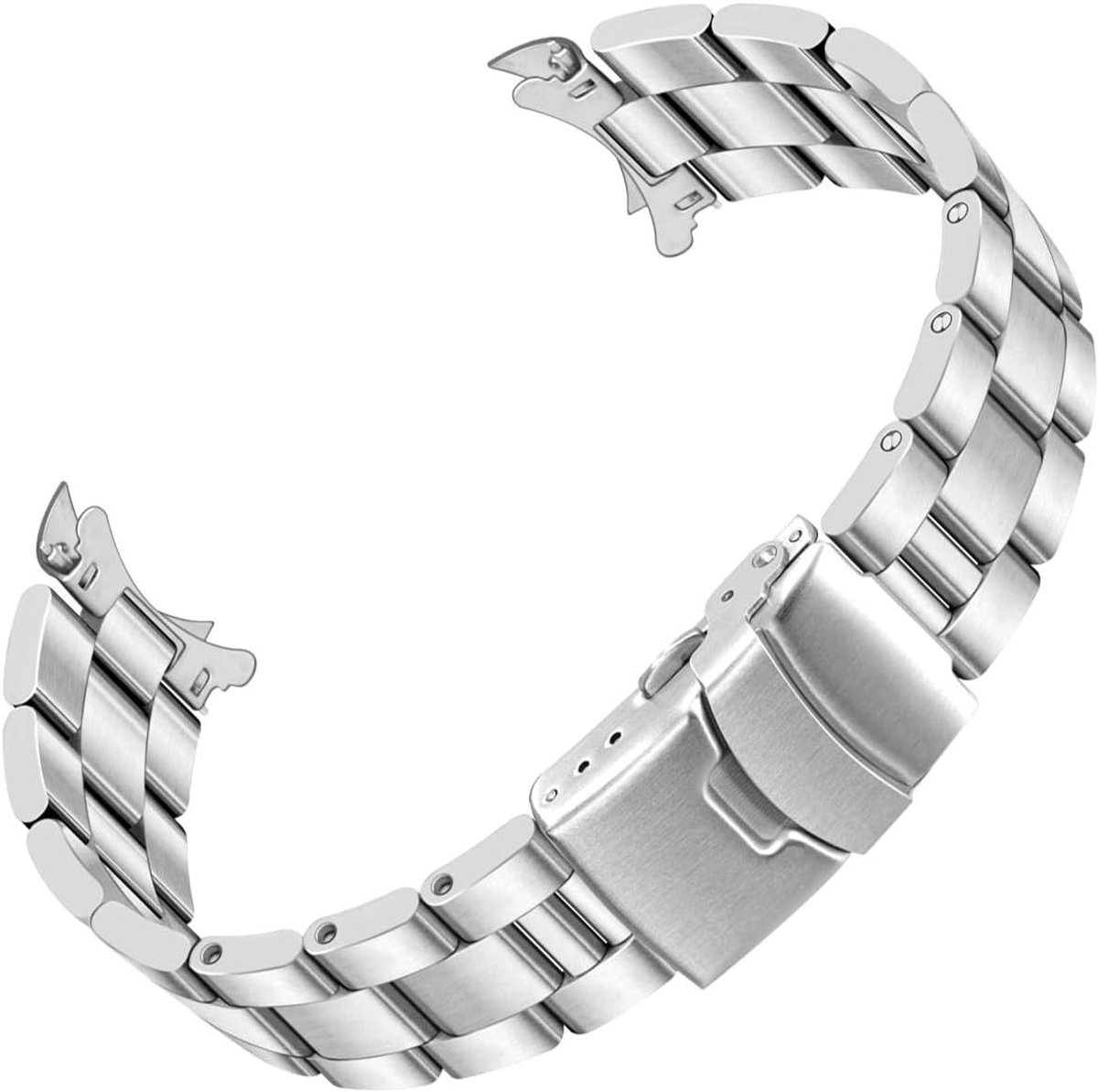 Nordivar - Armband gebogen uiteinden metalen horlogeband 20mm 22mm zwart zilver voor mannen en vrouwen