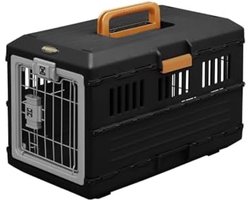 Krat Kooi Inklapbare Transportbox met Deuren B55 x D31,5 x H36,4 cm Zijopeningen Trein Auto Vliegtuig Zwart