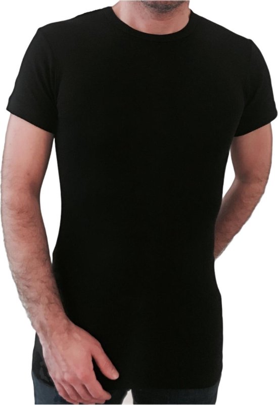2 Pack Top kwaliteit T-Shirt - O hals - 100% Katoen - Zwart - Maat S |  bol.com
