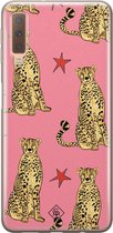 Samsung A7 2018 hoesje siliconen - The pink leopard | Samsung Galaxy A7 2018 case | Roze | TPU backcover transparant