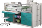 Halfhoogslaper met bureau Bonny 95 - turquoise