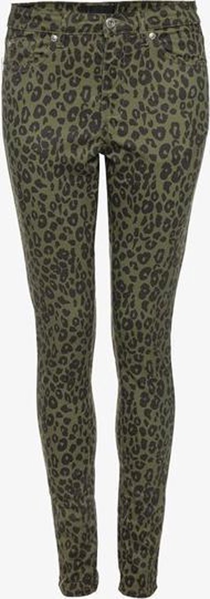 Jazlyn dames leopard skinny jeans - Groen - Maat M | bol.com