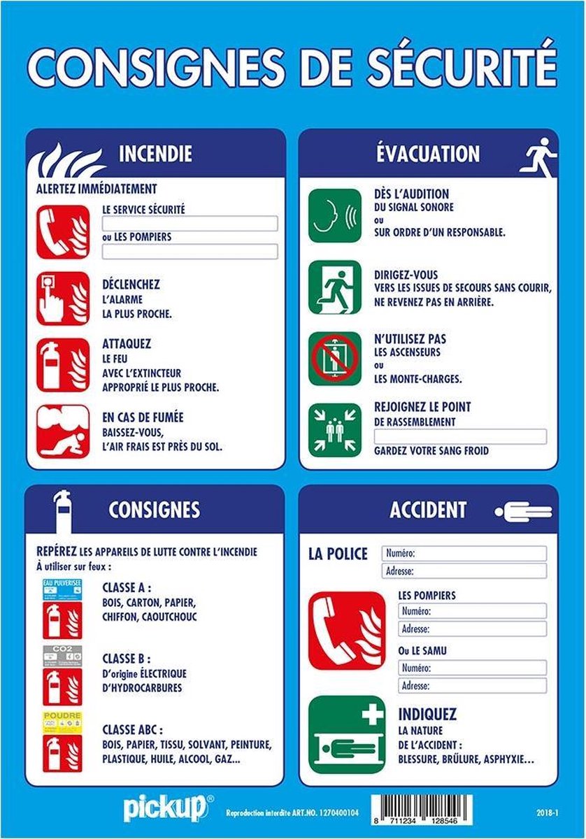 Pickup affichage Consignes de Securite 2 - 33x23 cm