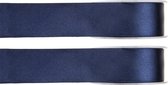 2x Hobby/decoratie navyblauwe satijnen sierlinten 1,5 cm/15 mm x 25 meter - Cadeaulint satijnlint/ribbon - Striklint linten