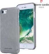 Pierre Cardin - echt lederen backcover hoes - iPhone 7 / 8 / SE (2020) - Grijs