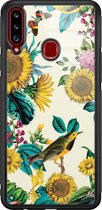 Samsung A20s hoesje glass - Zonnebloemen / Bloemen | Samsung Galaxy A20s  case | Hardcase backcover zwart