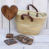 Cadeaupakket - Valentijn - Geschenkset - Hart - Tas - Onderzetters - Marmer - hout - Riet