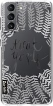 Casetastic Samsung Galaxy S21 4G/5G Hoesje - Softcover Hoesje met Design - Treat Yoself Silver Print