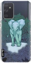 Casetastic Samsung Galaxy A72 (2021) 5G / Galaxy A72 (2021) 4G Hoesje - Softcover Hoesje met Design - Emerald Elephant Print