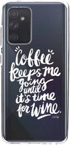 Casetastic Samsung Galaxy A52 (2021) 5G / Galaxy A52 (2021) 4G Hoesje - Softcover Hoesje met Design - Coffee Wine White Transparent Print