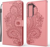 Bloemen Book Case - Samsung Galaxy S21 Plus Hoesje - Pink