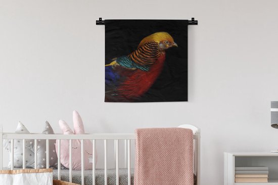 Tapisserie Animaux sur fond noir - Faisan doré sur fond noir Tapisserie coton 60x60 cm - Tapisserie avec photo