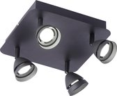 LED Plafondspot - Trion Undy - 12W - Aanpasbare Kleur - 4-lichts - Vierkant - Mat Zwart - Aluminium - BES LED