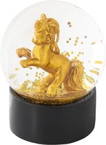 Clayre & Eef Sneeuwbol Unicorn Ø 7*8 cm Goudkleurig Kunststof / Glas Rond Snowglobe