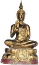 Fine Asianliving Sukhothai Zittende Buddha Zwart Rood Goud Handgemaakt Van Stevige Boomstam L75xB40xH92cm