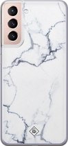 Samsung S21 hoesje siliconen - Marmer grijs | Samsung Galaxy S21 case | grijs | TPU backcover transparant