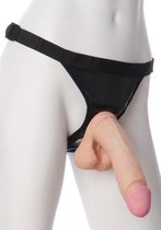 UR3 Cock With Ultra Harness - 8 Inch - White - Strap On Dildos - Discreet verpakt en bezorgd