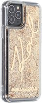 Goud hoesje van Karl Lagerfeld - Backcover - Glitter - iPhone 11 Pro - Signature - KLHCN58TRKSGO