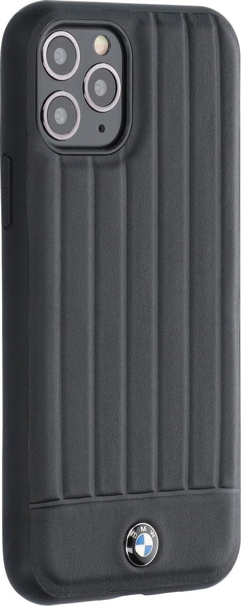 Zwart hoesje BMW - Backcover - Stamped Lines - iPhone 11 Pro - Real Leather - BMHCN58POCBK