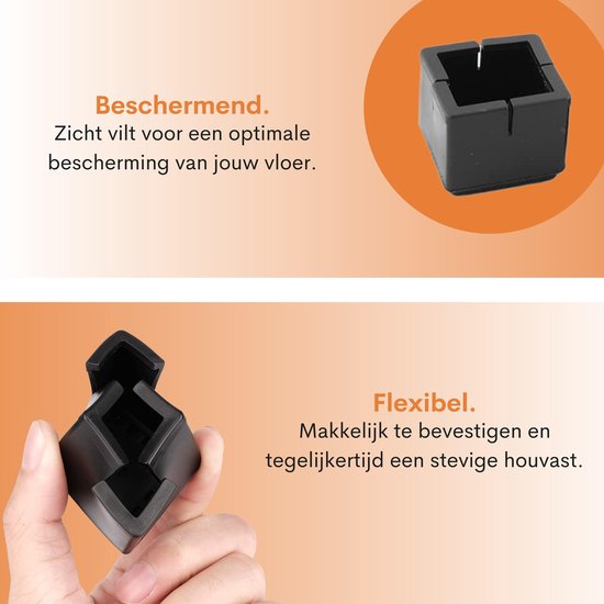 FLOOQ - Couvre-jambes de chaise - avec Feutre anti-rayures - Protège-jambes de chaise - Protection du sol - Protège-jambes de chaise - 24 pièces - 30-35mm - Zwart - Carré