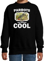 Dieren papegaaien sweater zwart kinderen - parrots are serious cool trui jongens/ meisjes - cadeau grijze roodstaart papegaai/ papegaaien liefhebber 12-13 jaar (152/164)