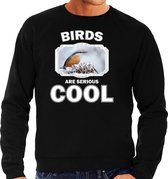 Dieren vogels sweater zwart heren - birds are serious cool trui - cadeau sweater boomklever vogel/ vogels liefhebber M