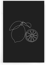 Walljar - Lemons Line Art - Muurdecoratie - Poster