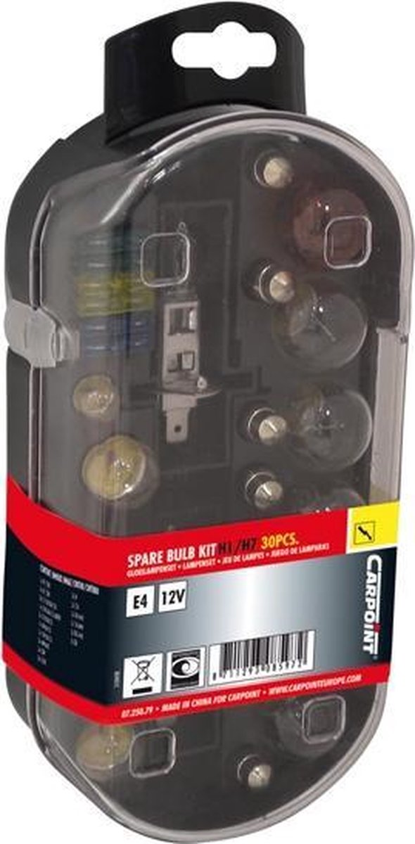 Carpoint Reservelampenset Auto H1 + H7 12 Volt 30-delig