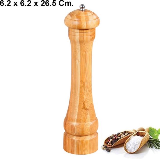 Aan het leren Garantie Kaal FSC® Bamboe houten Pepermolen - Ø6.2 Hoogte 26.5 Cm - Zoutmolen en  kruidenmolen -... | bol.com