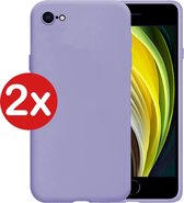 Hoesje Geschikt voor iPhone SE 2020 Hoesje Siliconen Case Hoes - Hoes Geschikt voor iPhone SE (2020) Hoes Cover Case - Lila - 2 PACK