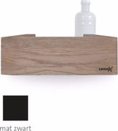 Looox Wooden collection shelf box 30cm met bodemplaat mat zwart eiken mat zwart
