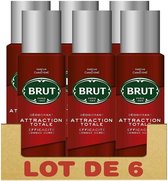 BRUT Lot de 6 Déodorants Homme Efficacité du Spray Attraction Total - 200 ml