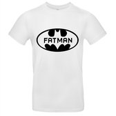 Fatman heren t-shirt | batman | superheld | gotham | dik | dikzak | cadeau | Wit