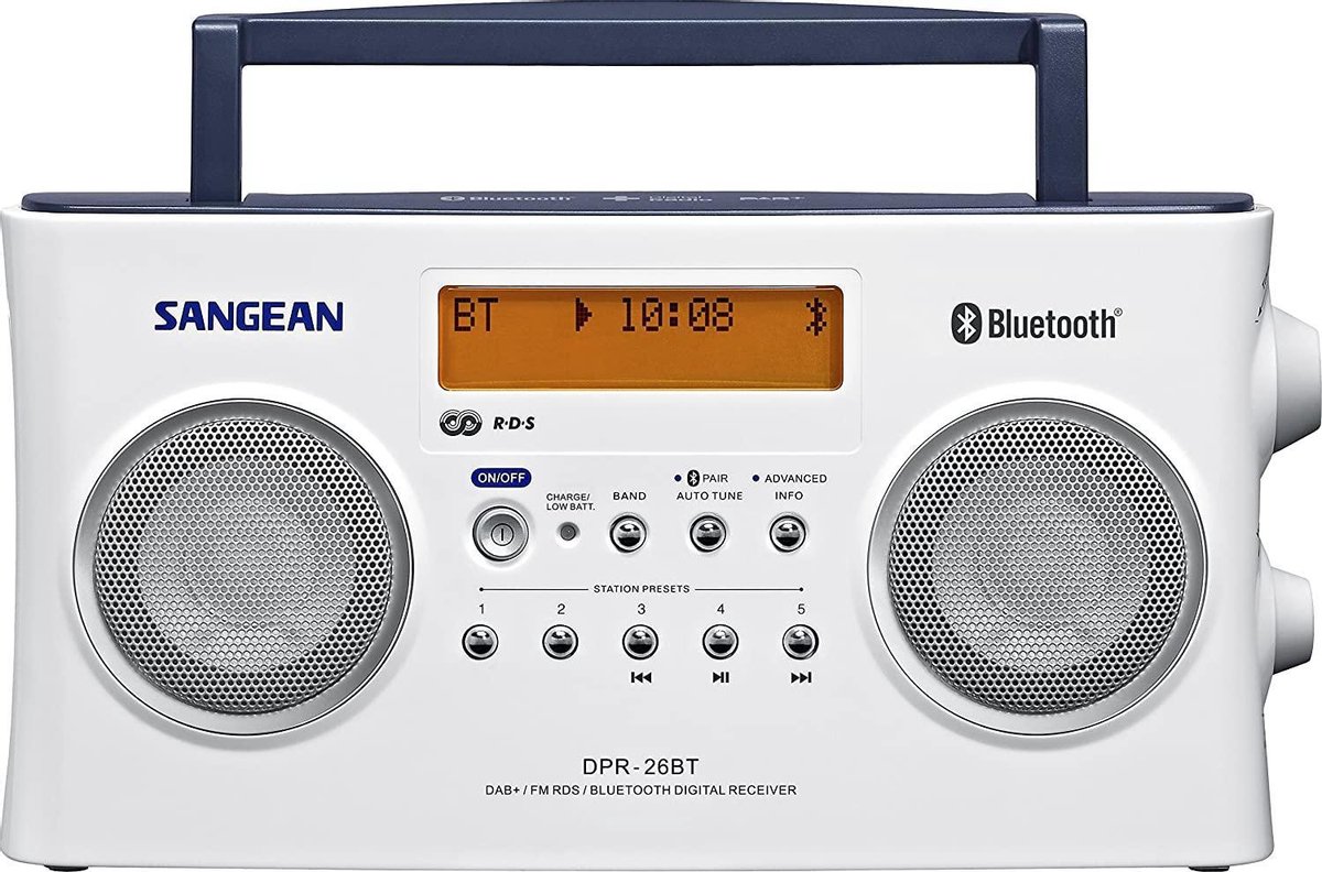 Sangean-DPR-26BT -Draagbare radio met Bluetooth en DAB+ - Wit
