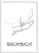 Bergambacht Plattegrond poster A4 + fotolijst wit (21x29,7cm) - DesignClaud