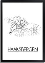 Haaksbergen Plattegrond poster A3 + fotolijst zwart (29,7x42cm) - DesignClaud