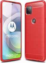Voor Motorola Moto G 5G Brushed Texture Carbon Fiber TPU Case (Rood)