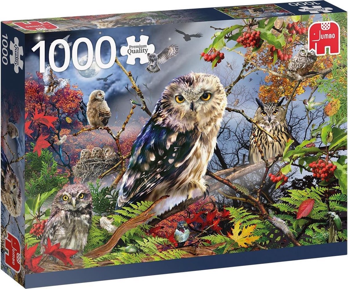 Jumbo Premium Collection Puzzel Owls in the Moonlight - Legpuzzel - 1000 stukjes