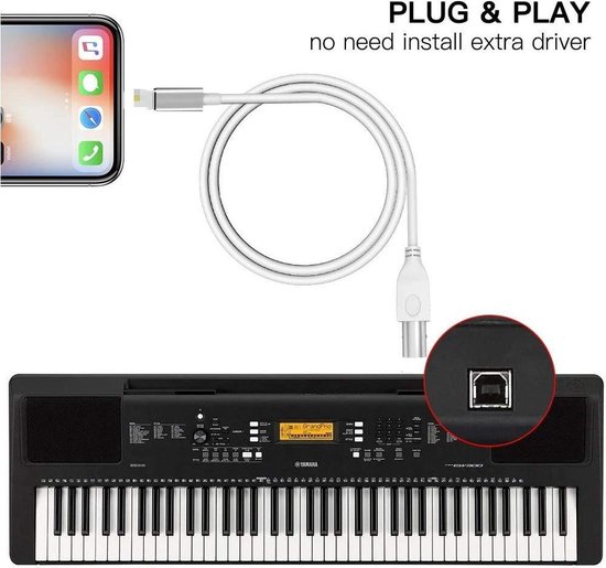 Apple iphone ipad éclair vers usb type B câble OTG 1.5 M Printer téléphone  Piano... | bol.com